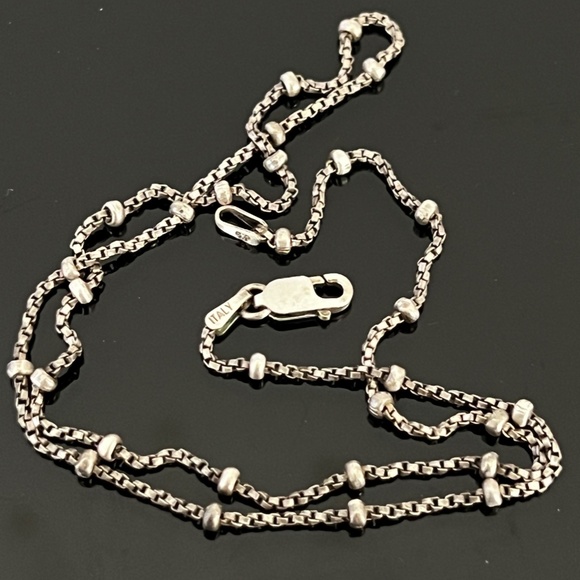 Vintage Necklace 925 Sterling Silver Modernist Chain Italy 16.5" - Picture 1 of 9